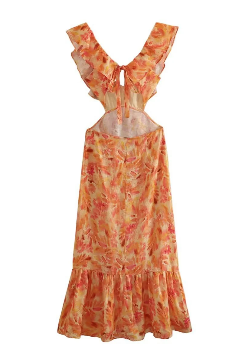 Robe Maxi Col V - Silhouette Fluide à Bretelles Élégantes