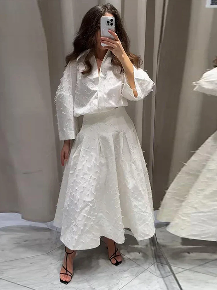 Ensemble Jupe Plissée et Haut Ample - Style Fluide Chic et Élégant
