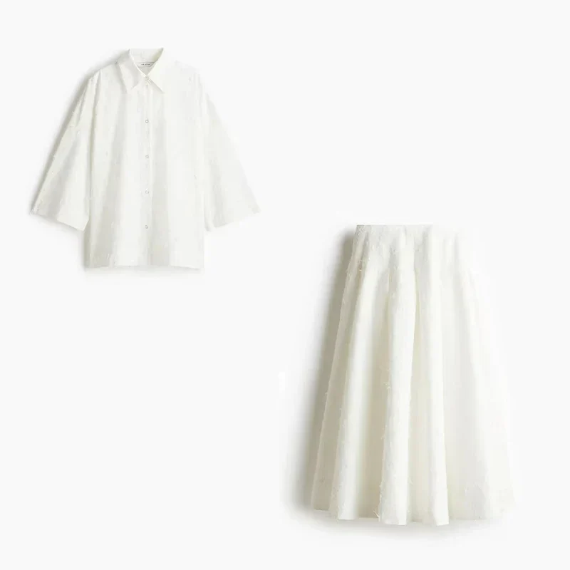 Ensemble Jupe Plissée et Haut Ample - Style Fluide Chic et Élégant