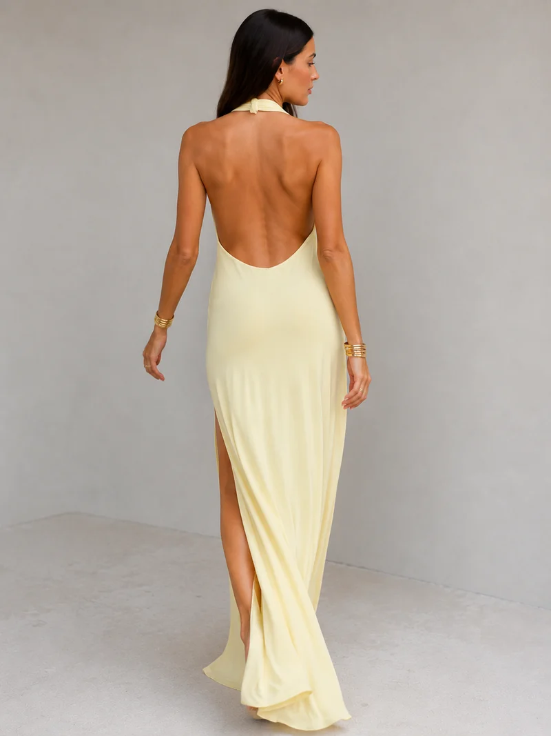 Robe Longue Dos Nu - Silhouette Élégante Fendue