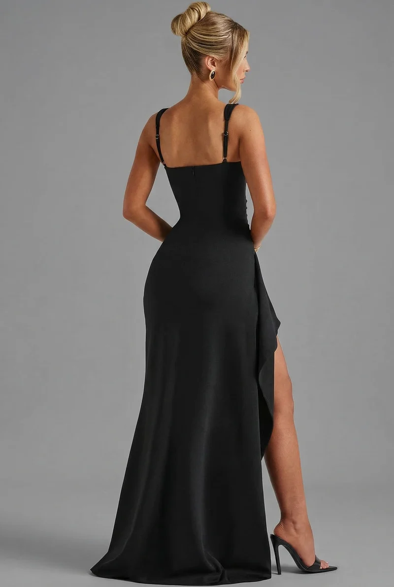 Robe Maxi Dos Ouvert - Robe Fendue Élégante