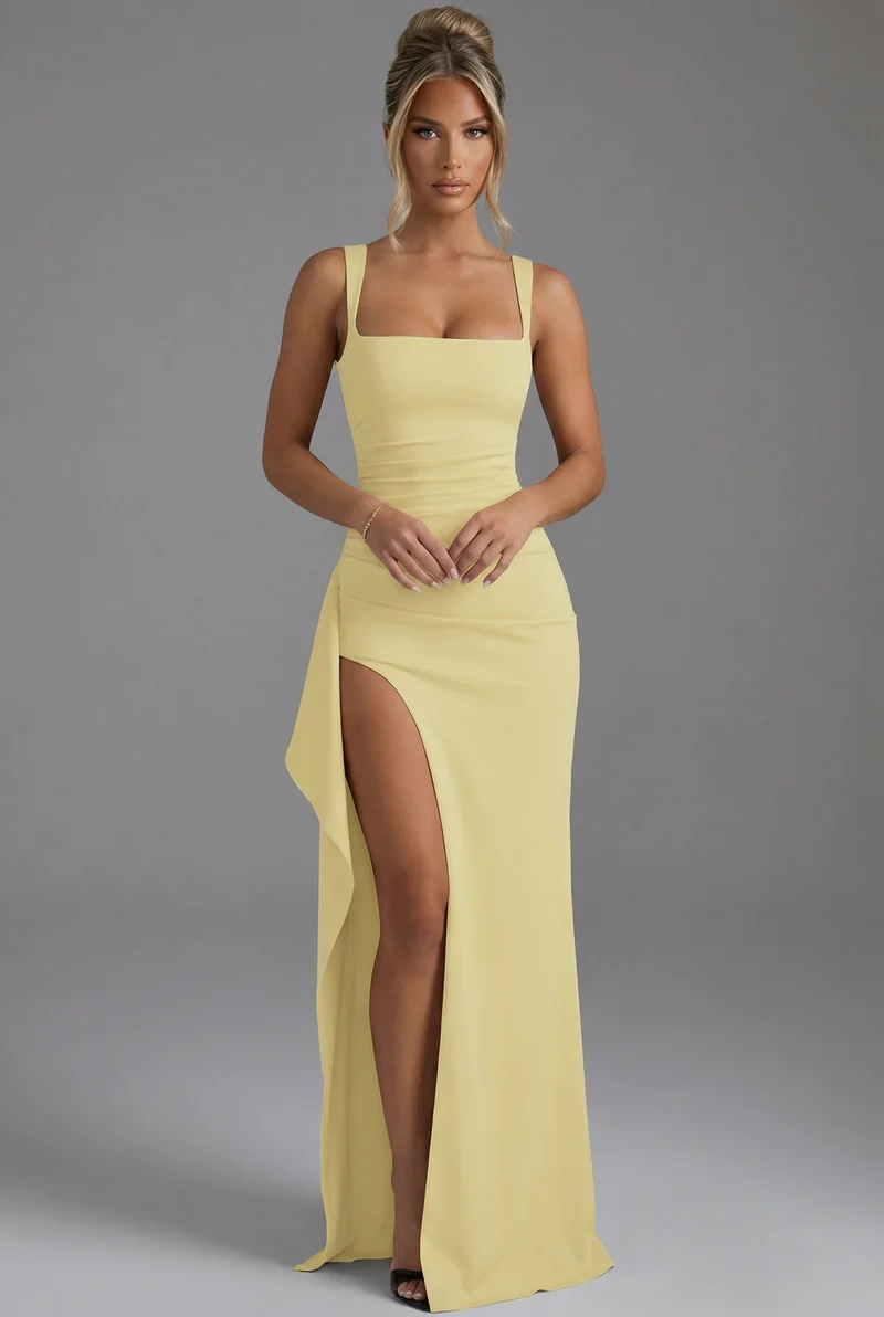 Robe Maxi Dos Ouvert - Robe Fendue Élégante