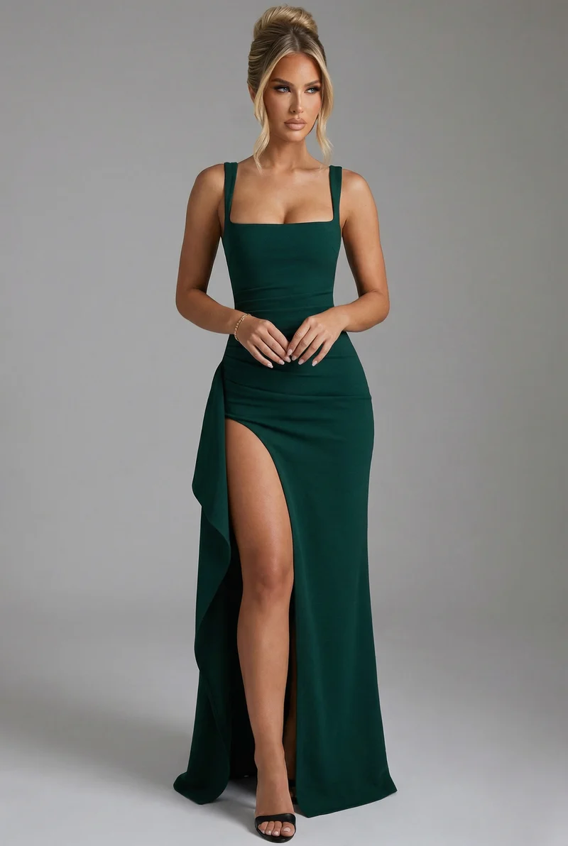 Robe Maxi Dos Ouvert - Robe Fendue Élégante
