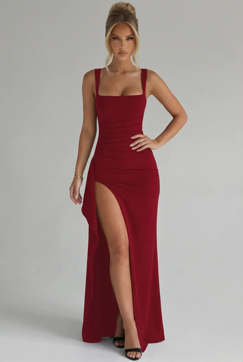 Robe Maxi Dos Ouvert - Robe Fendue Élégante