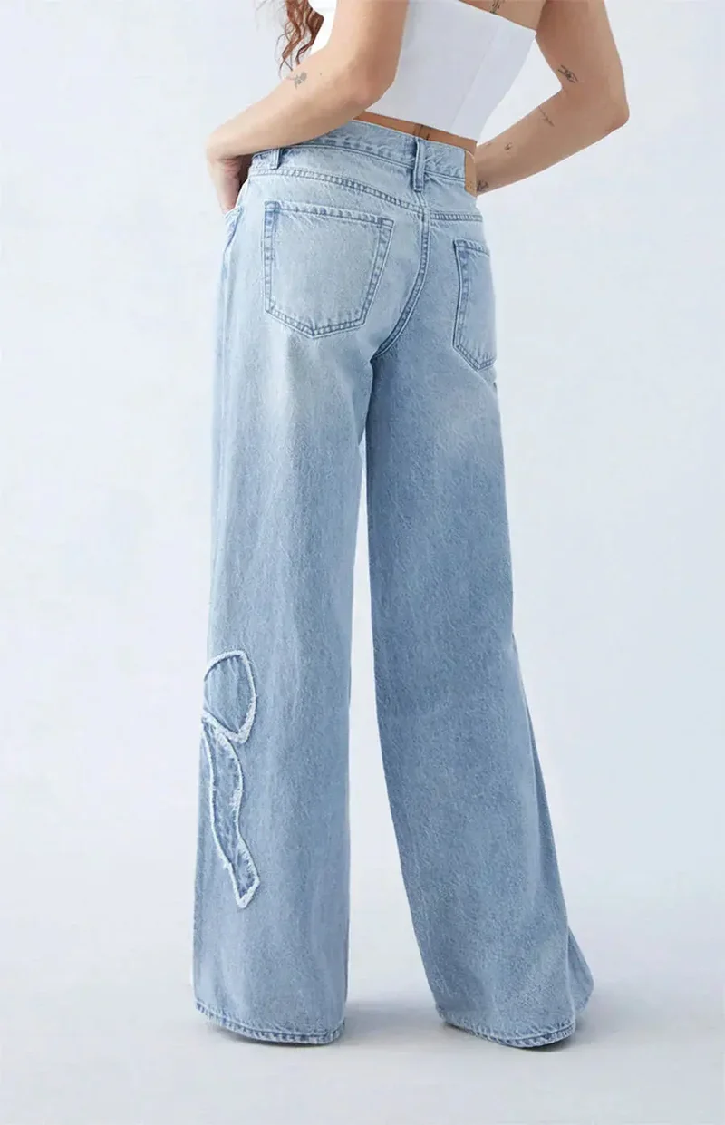 Jean Jambe Large Cœur - Denim Taille Haute Tendance