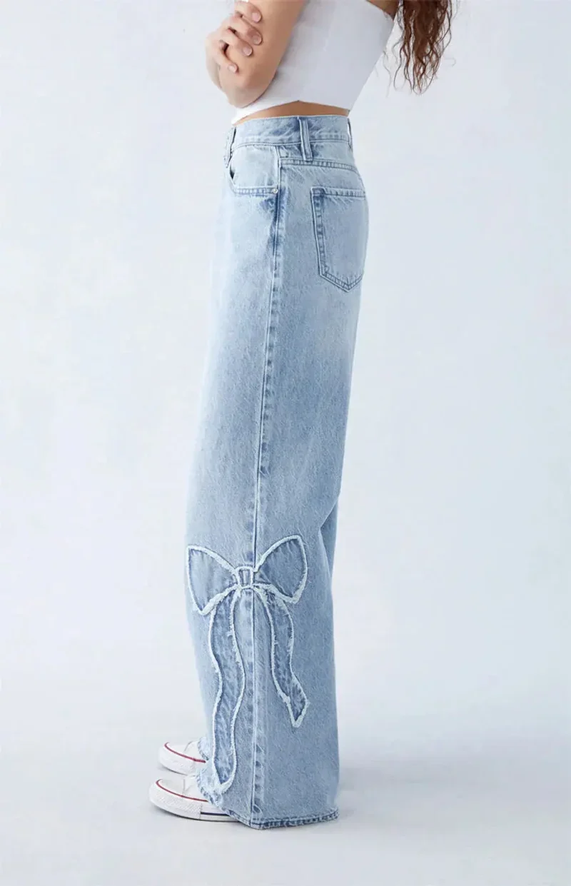 Jean Jambe Large Cœur - Denim Taille Haute Tendance