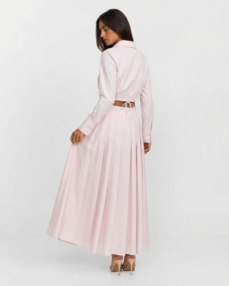 Ensemble Jupe Plissée & Blouse Ajustable - Élégant Look Moderne
