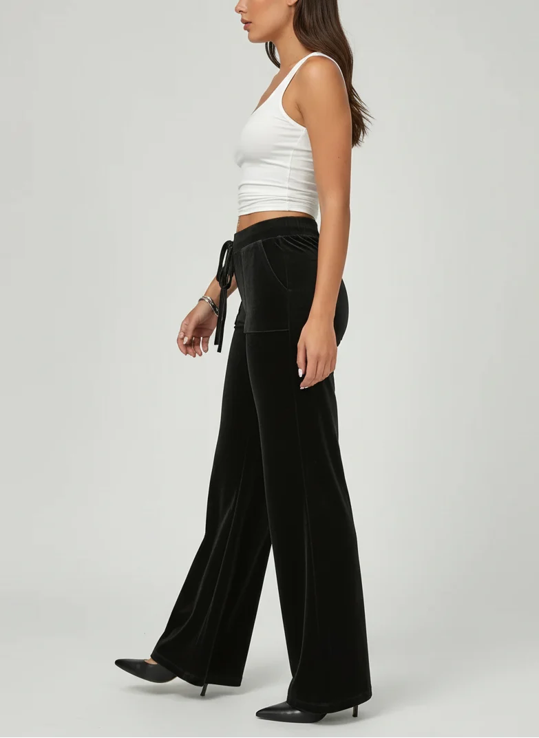 Pantalon évasé taille haute élégant