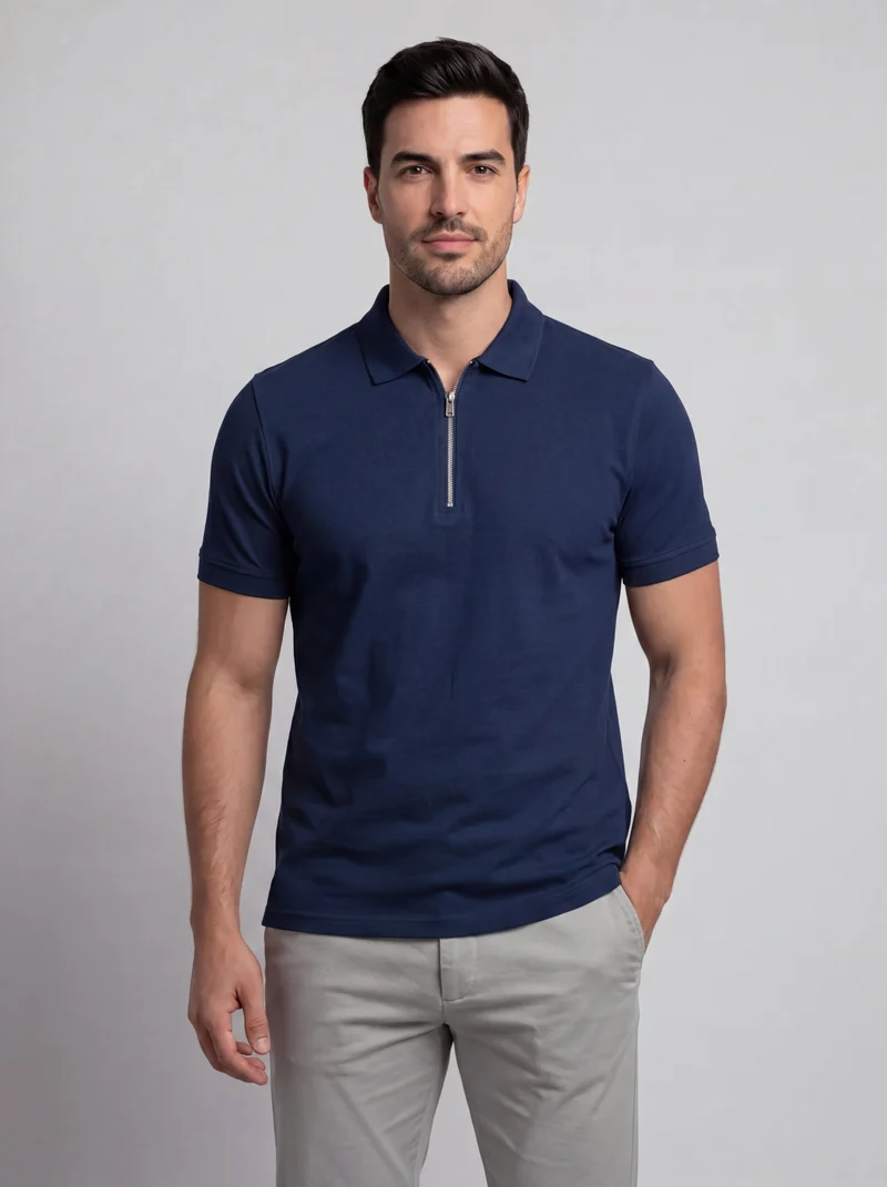 Polo zippé manches courtes - Style sportif chic et moderne