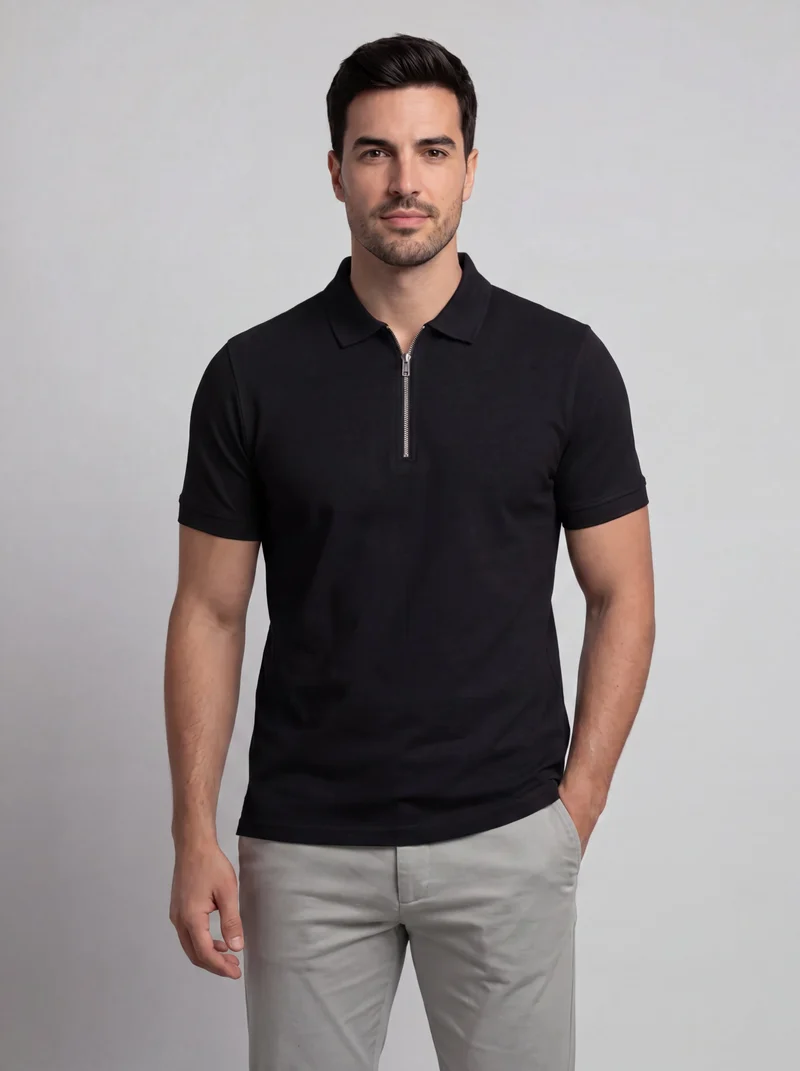 Polo zippé manches courtes - Style sportif chic et moderne