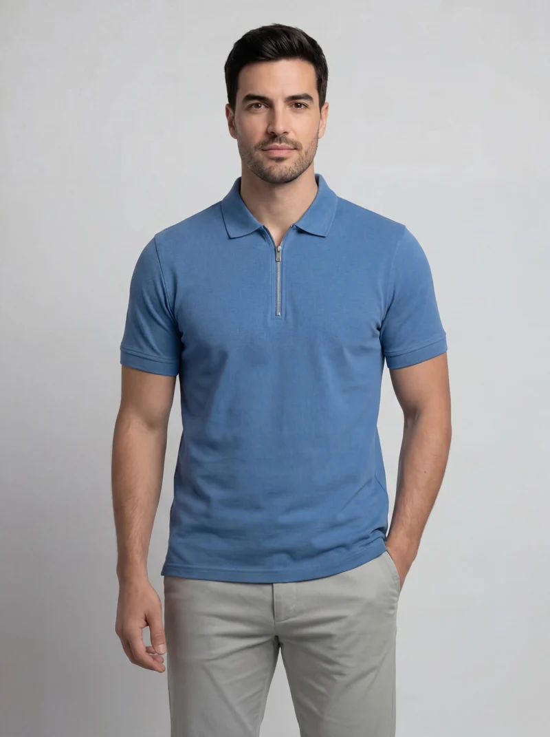 Polo zippé manches courtes - Style sportif chic et moderne