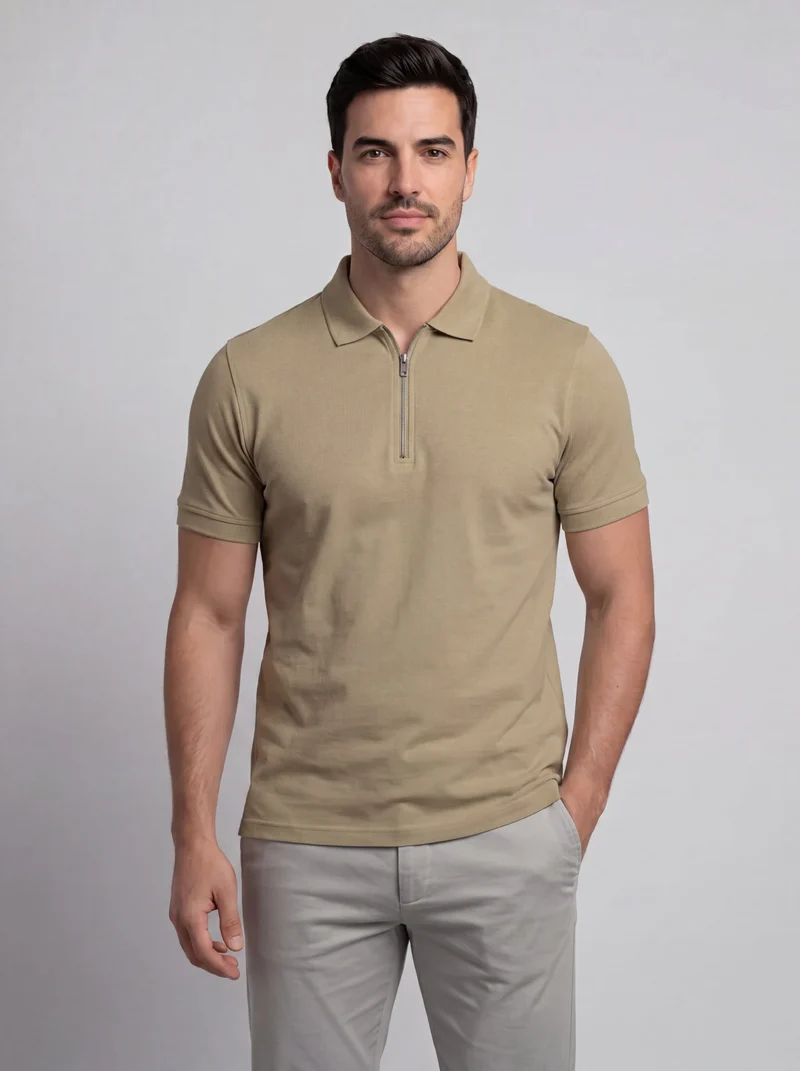 Polo zippé manches courtes - Style sportif chic et moderne