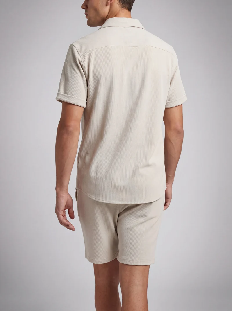 Ensemble texturé chemise & short manches courtes - Look estival coordonné élégant