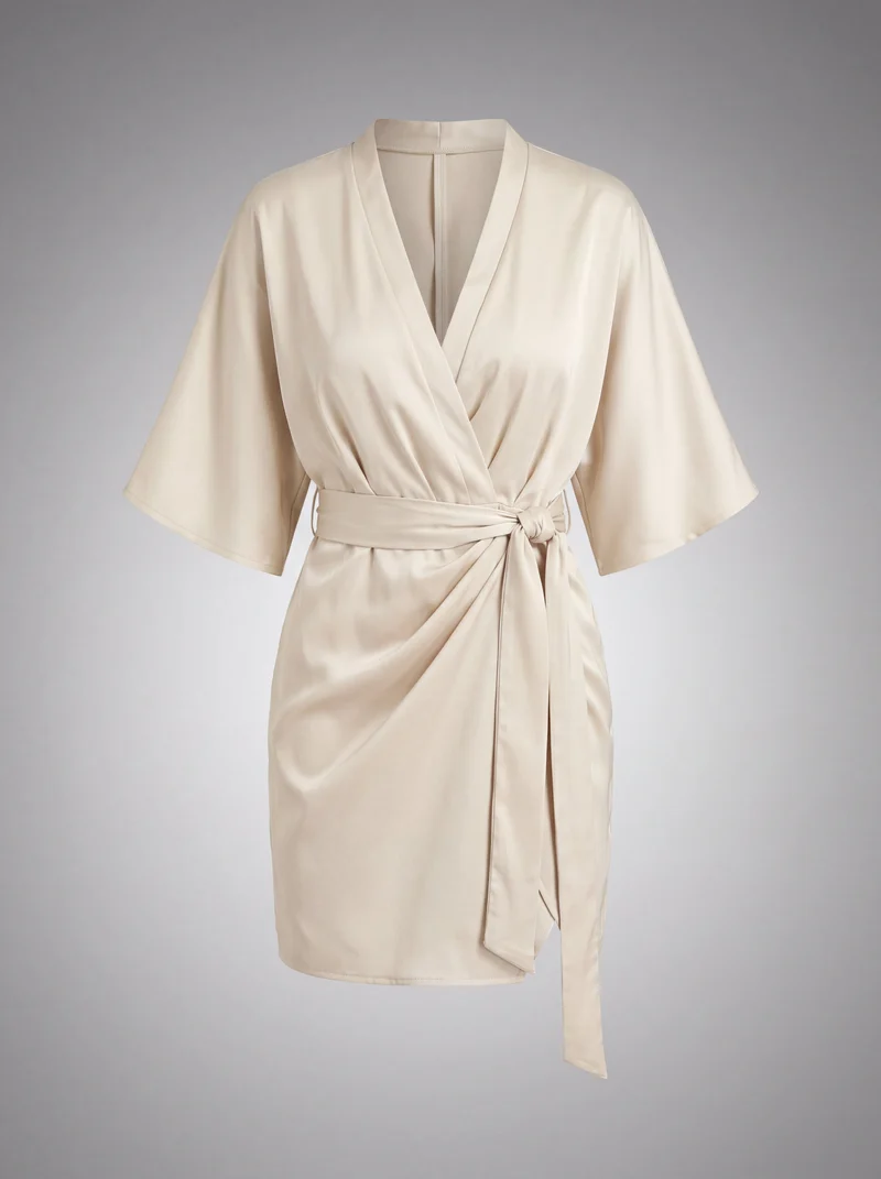 Robe Drapée Col V Asymétrique - Élégante Coupe Sophistiquée