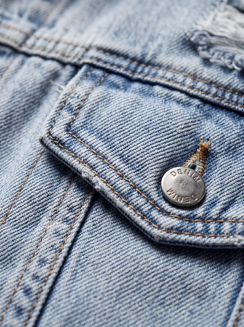 Veste Denim Oversized Effet Usé - Style Urbain Élégant Décontracté