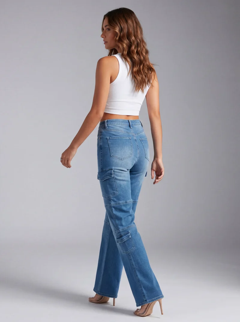 Pantalon Cargo Taille Haute Poches - Style Tendance Confort Élégant