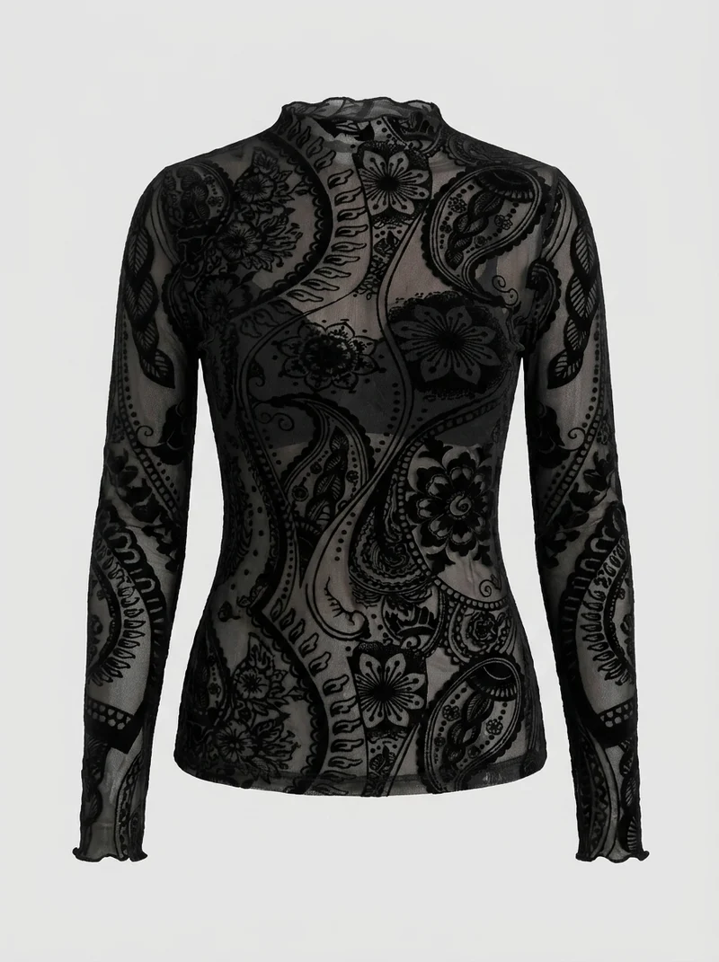 Top Maille Ajusté Paisley - Style Élégant Raffiné