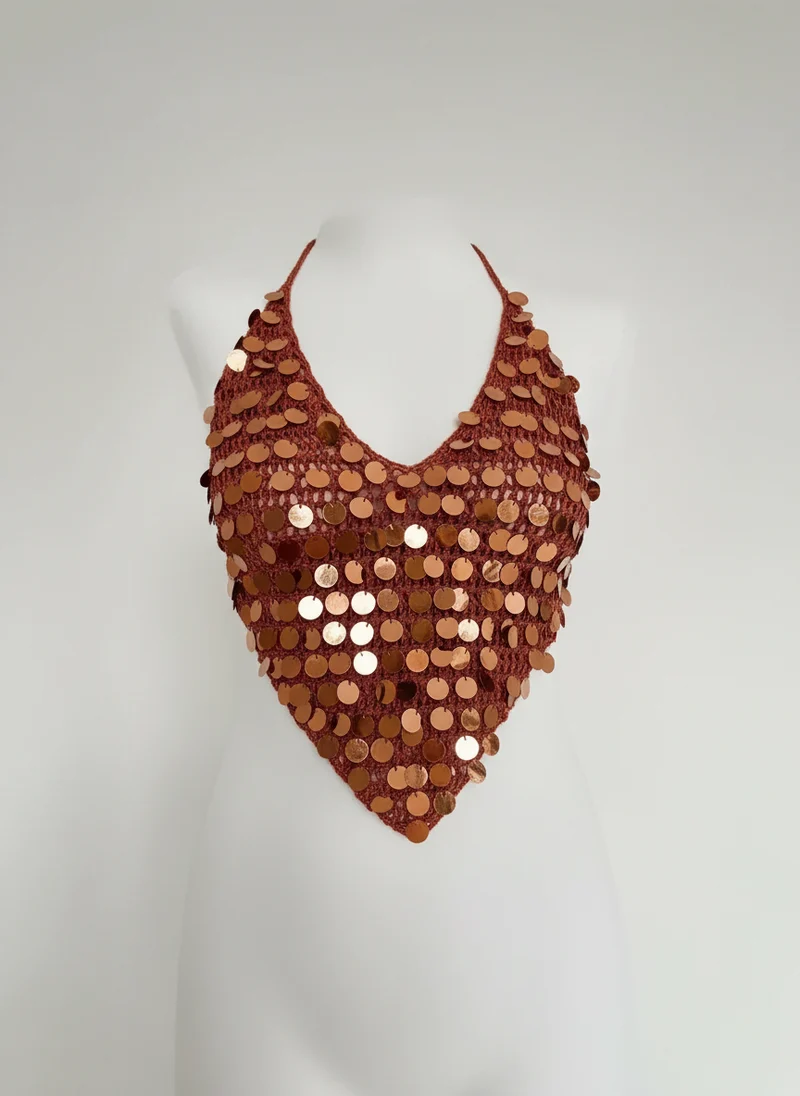 Top Court Crochet Pailleté - Style Chic Estival