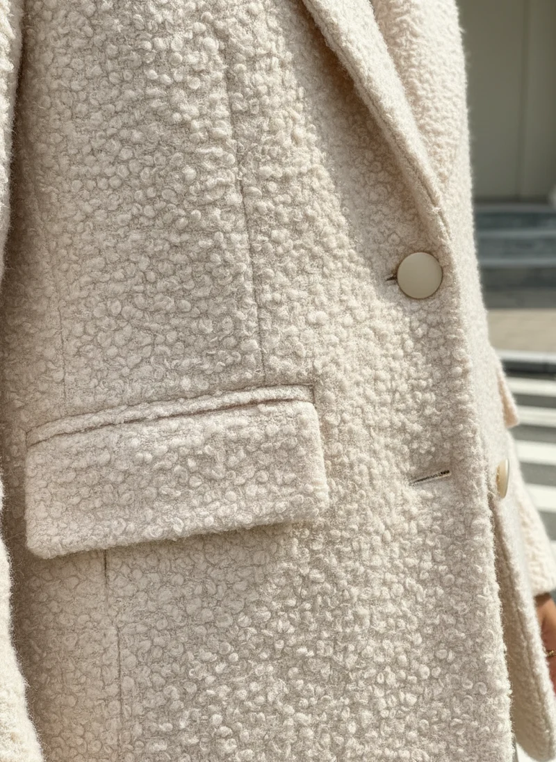 Veste Teddy Texturée Ample - Style Décontracté Chic