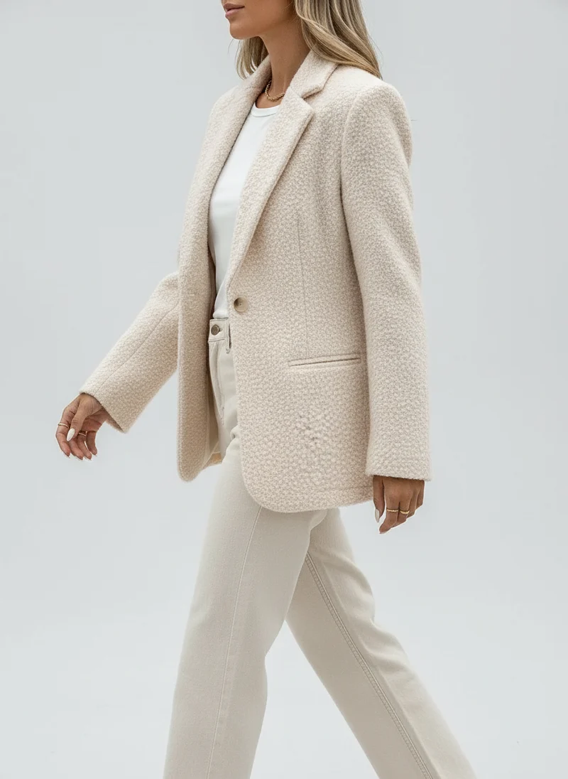 Veste Teddy Texturée Ample - Style Décontracté Chic