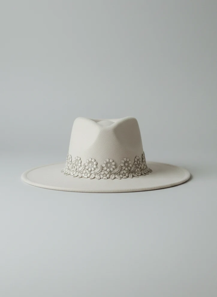 Chapeau Large Bord Décoratif - Style Élégant Raffiné