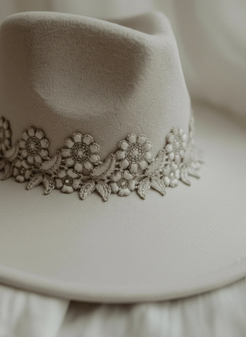 Chapeau Large Bord Décoratif - Style Élégant Raffiné