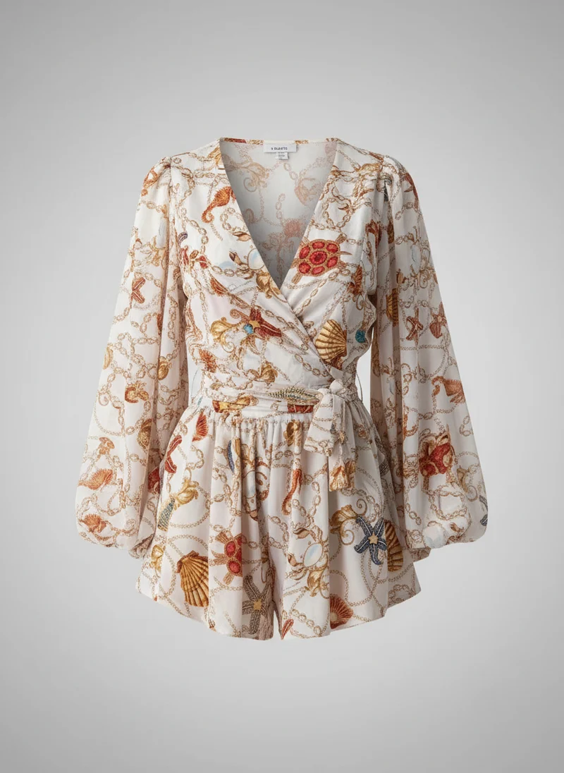 Robe Short Col V Manches Ballon - Élégante Coupe Flatteuse