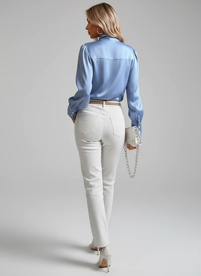 Blouse Oversize à Col Noué - Haut Élégant Coupe Ample