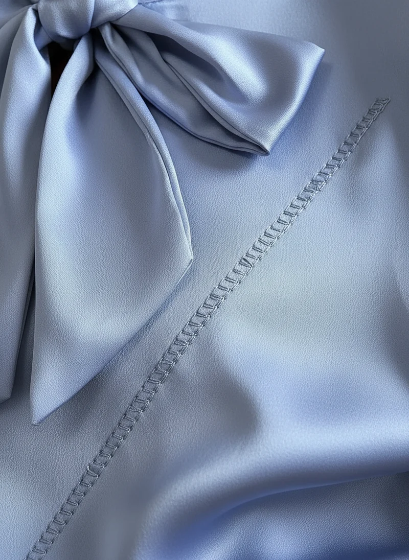 Blouse Oversize à Col Noué - Haut Élégant Coupe Ample