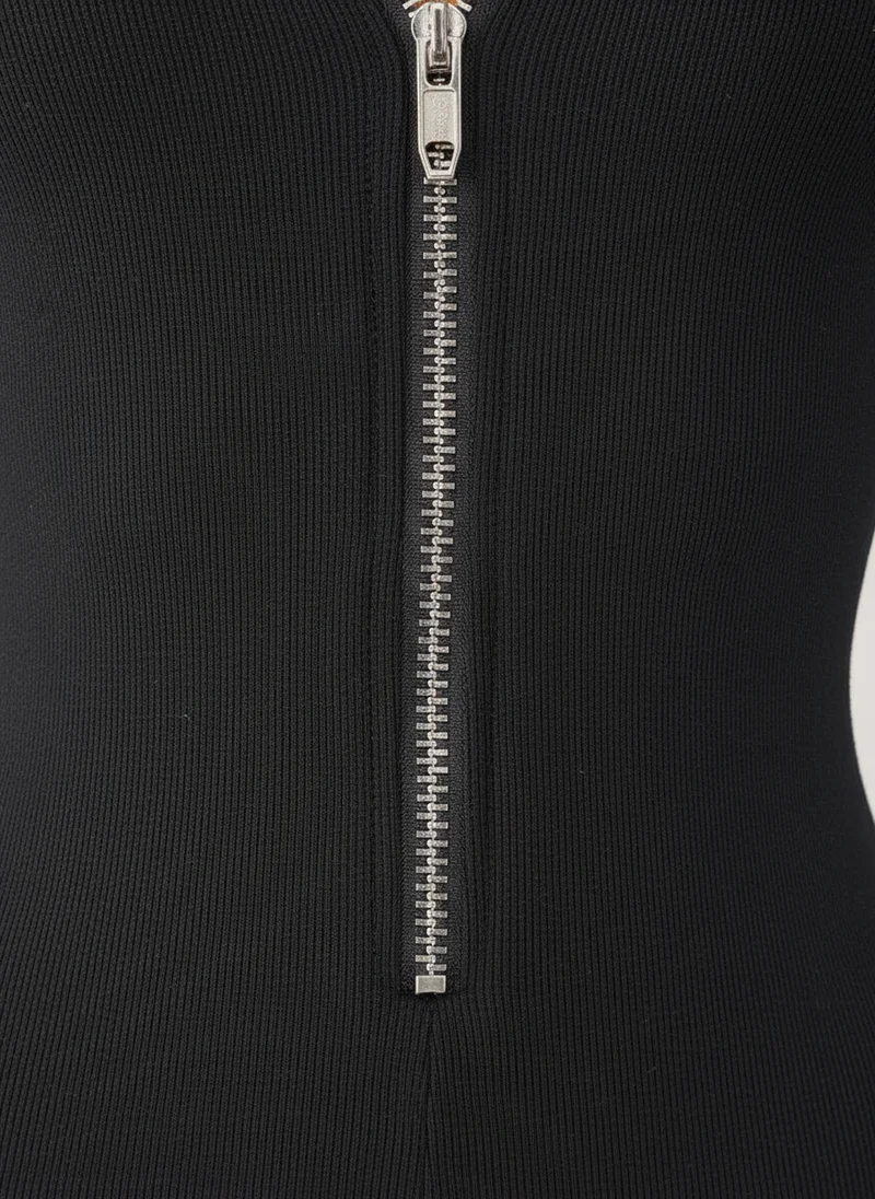 Combinaison Zippée à Décolleté Plongeant - Tenue Élégante Coupe Moulante