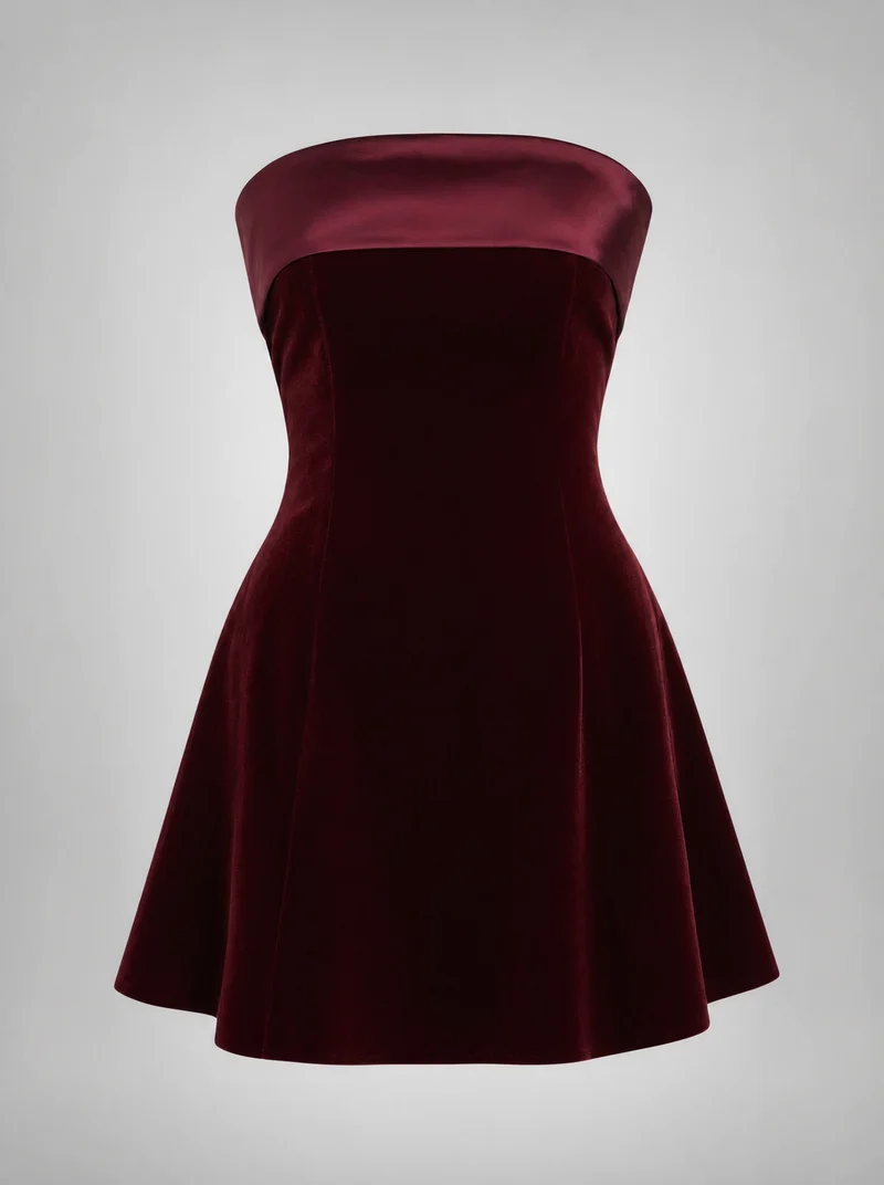 Robe Mini Bustier Évasée - Robe Élégante Coupe Trapèze