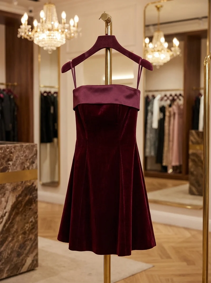 Robe Mini Bustier Évasée - Robe Élégante Coupe Trapèze