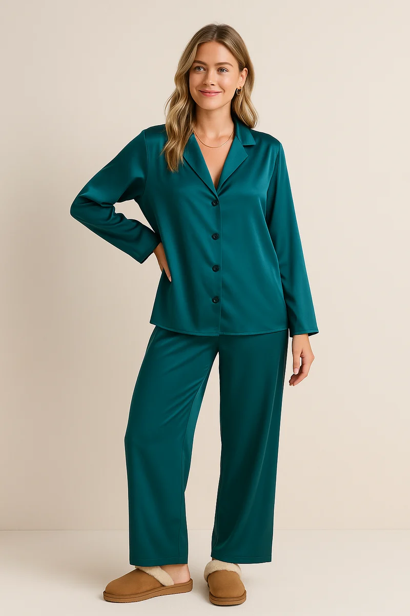 Pyjama satin boutonné ample