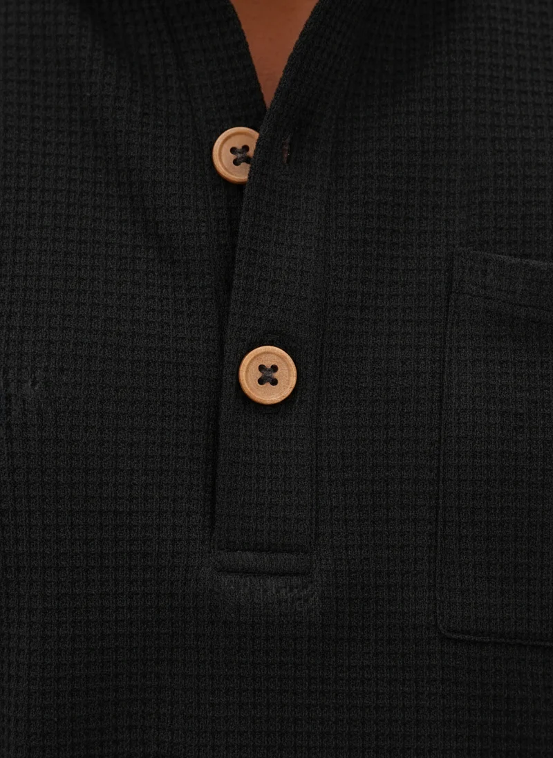 Ensemble t-shirt col montant boutonné