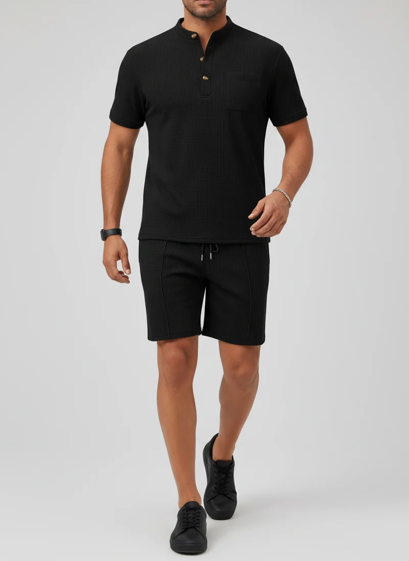 Ensemble t-shirt col montant boutonné