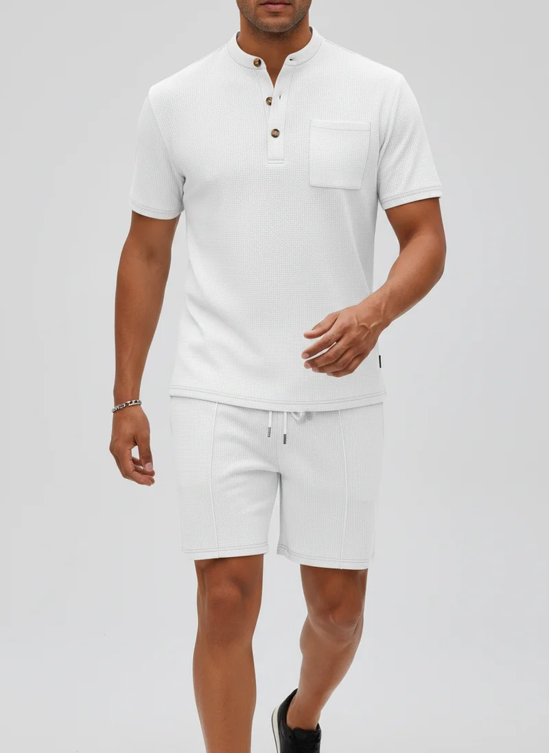 Ensemble t-shirt col montant boutonné