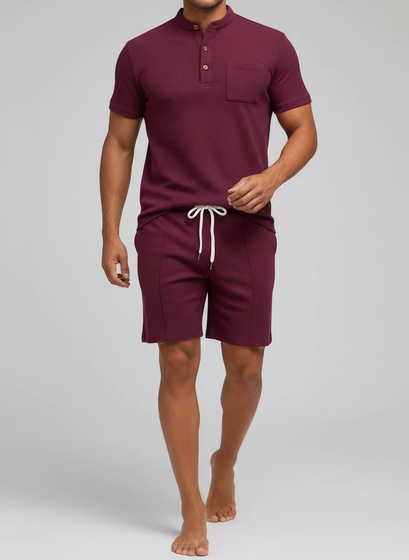 Ensemble t-shirt col montant boutonné