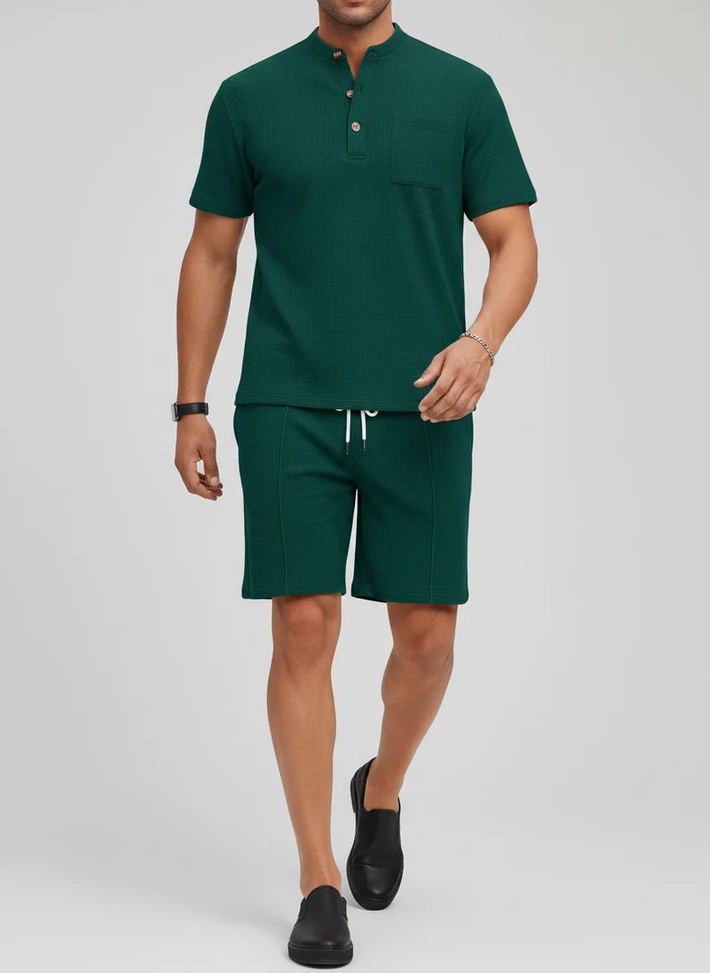 Ensemble t-shirt col montant boutonné