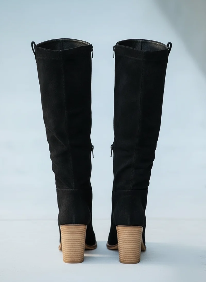Bottes cuissardes à talon épais en cuir nappa élégant
