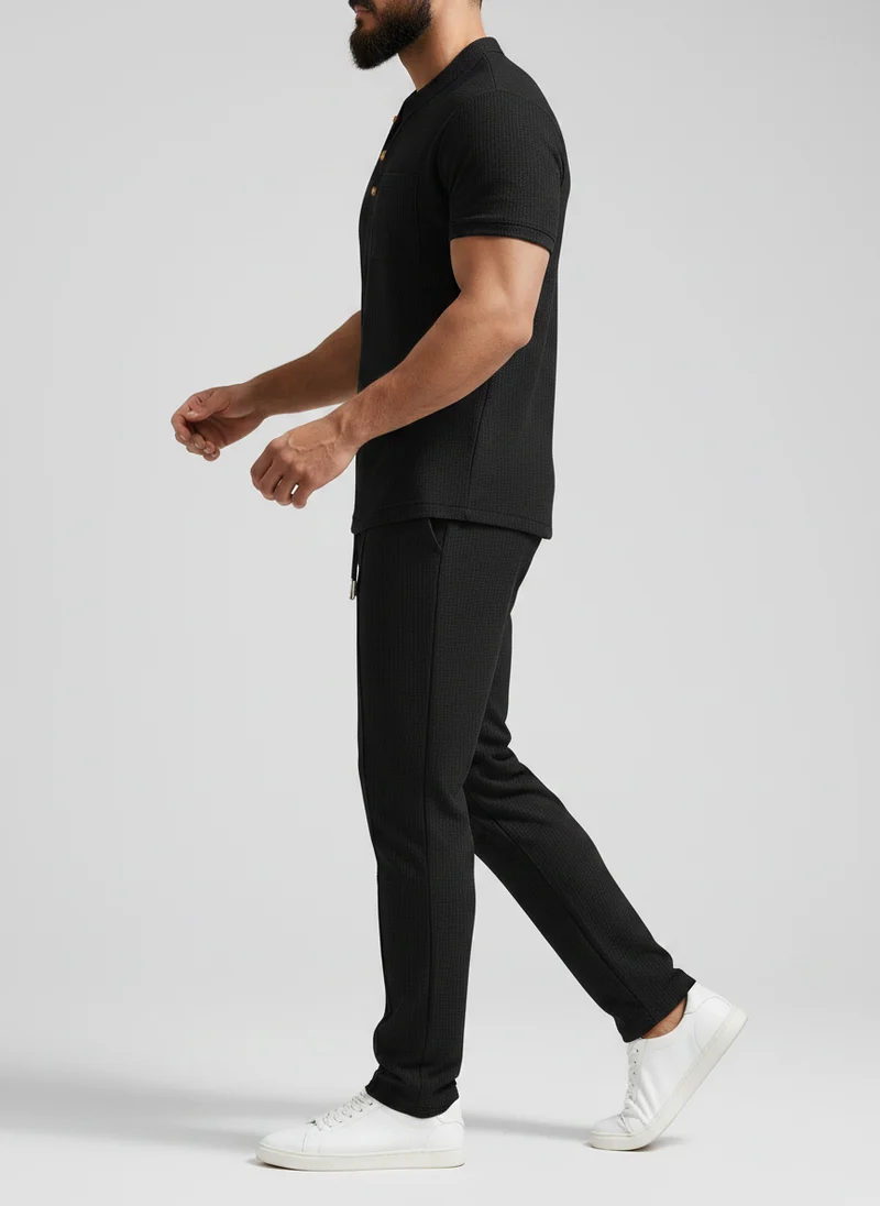 T-shirt Henley à manches courtes