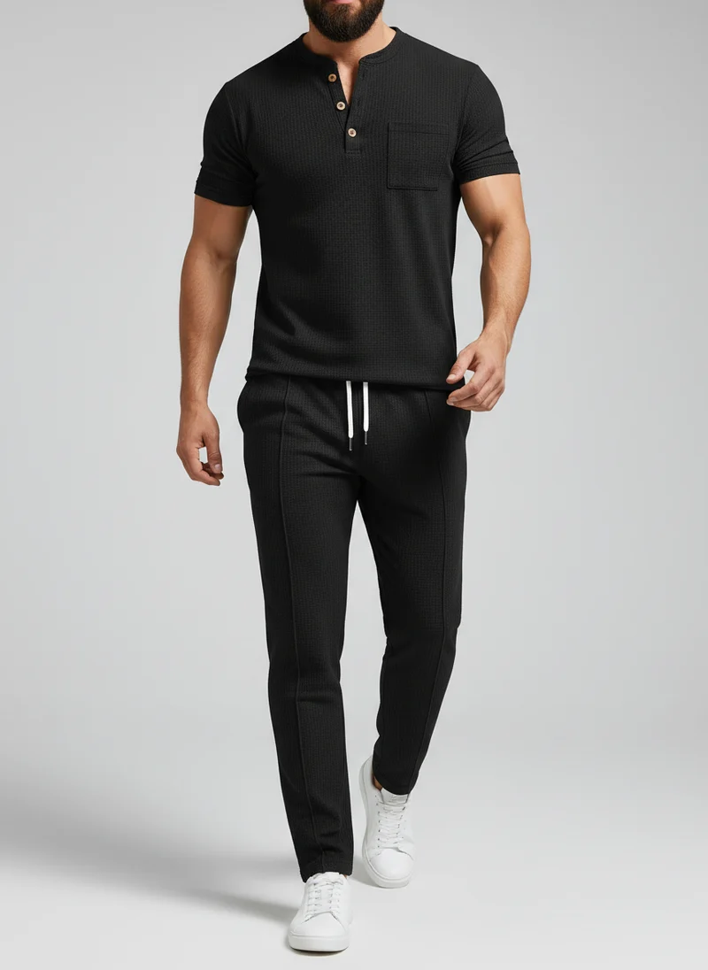 T-shirt Henley à manches courtes