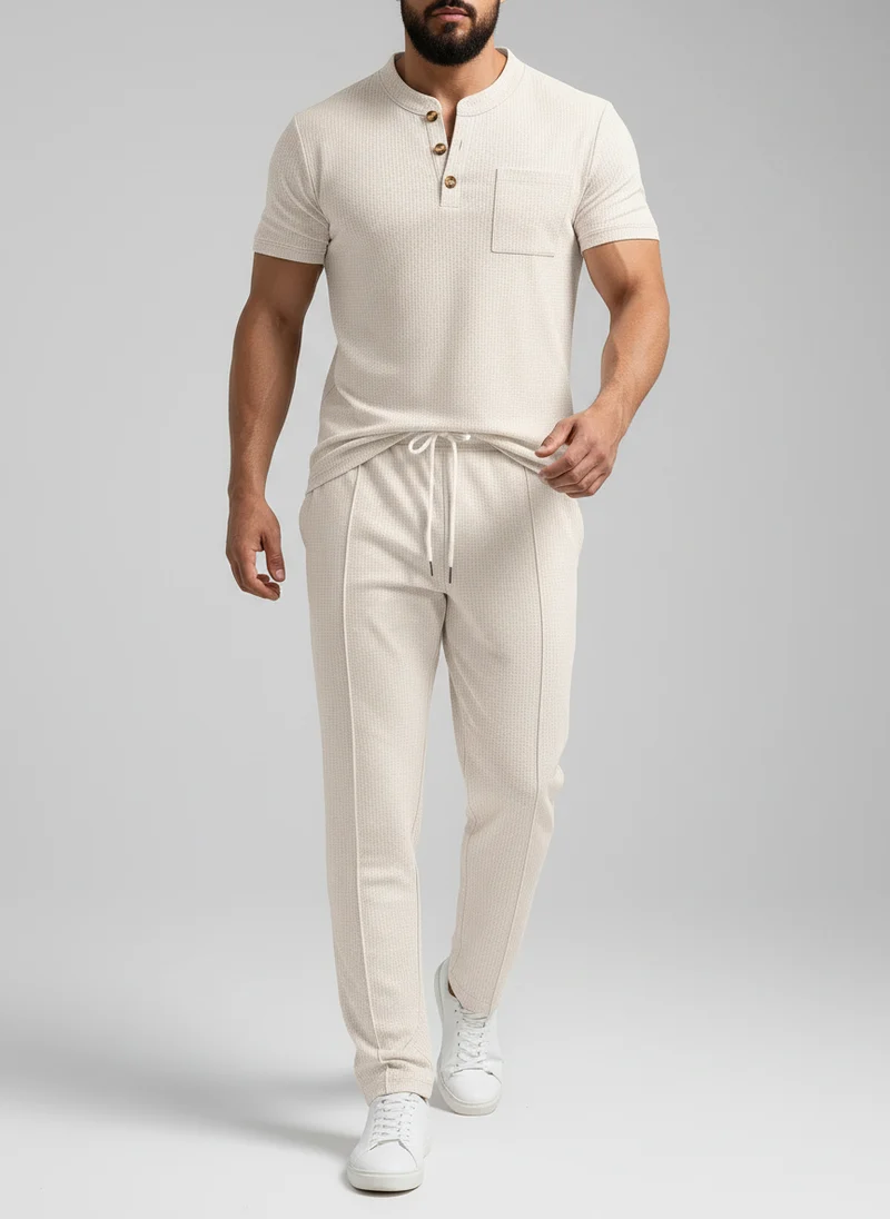 T-shirt Henley à manches courtes