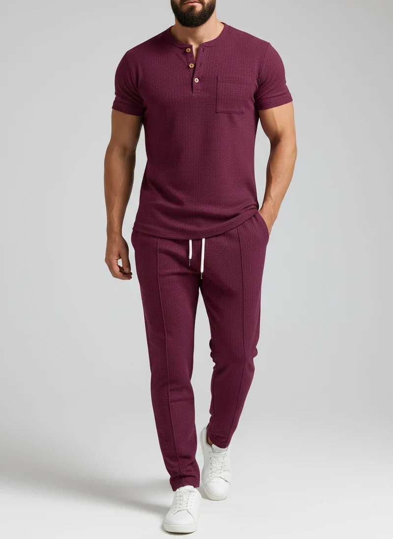 T-shirt Henley à manches courtes
