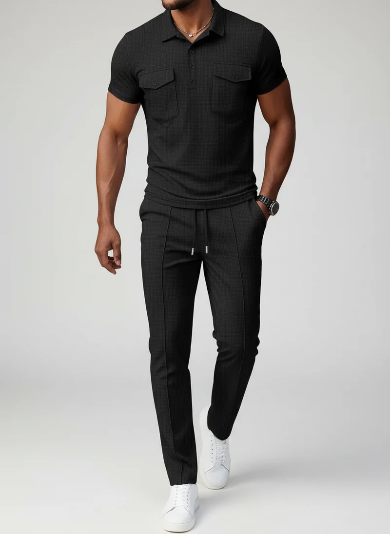 Ensemble polo texturé poches pantalon