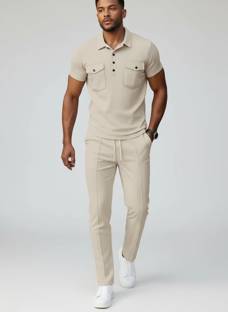 Ensemble polo texturé poches pantalon