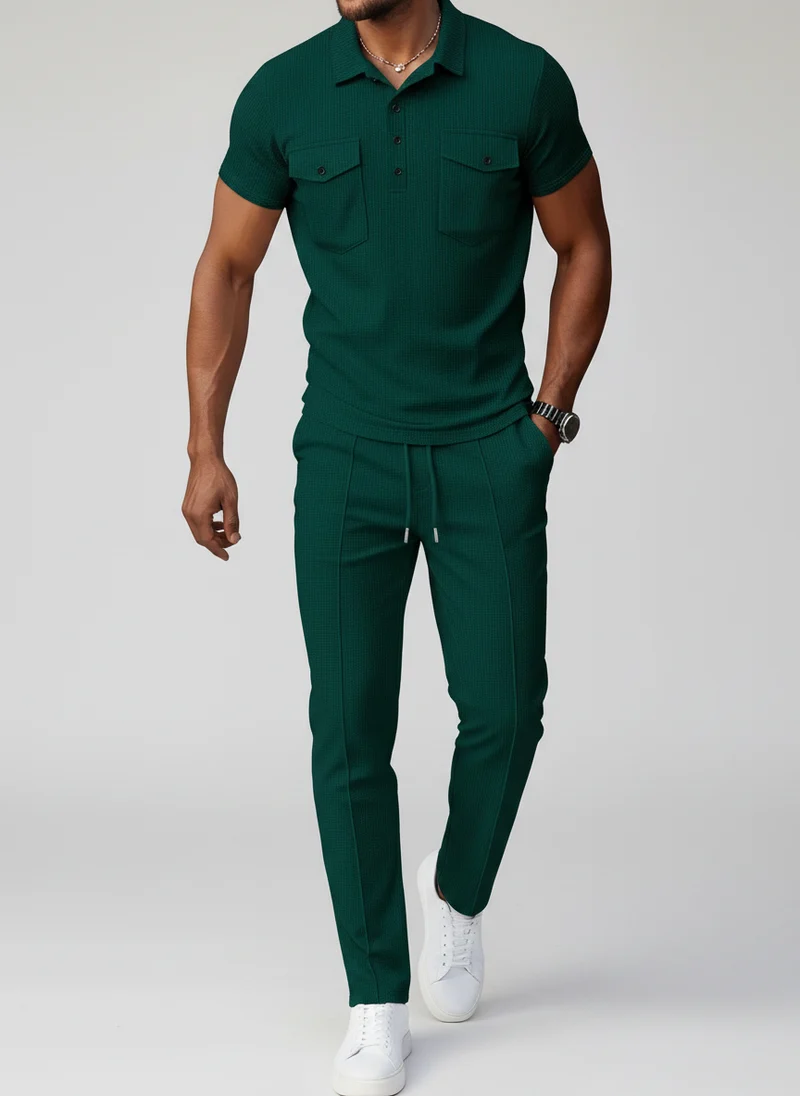 Ensemble polo texturé poches pantalon
