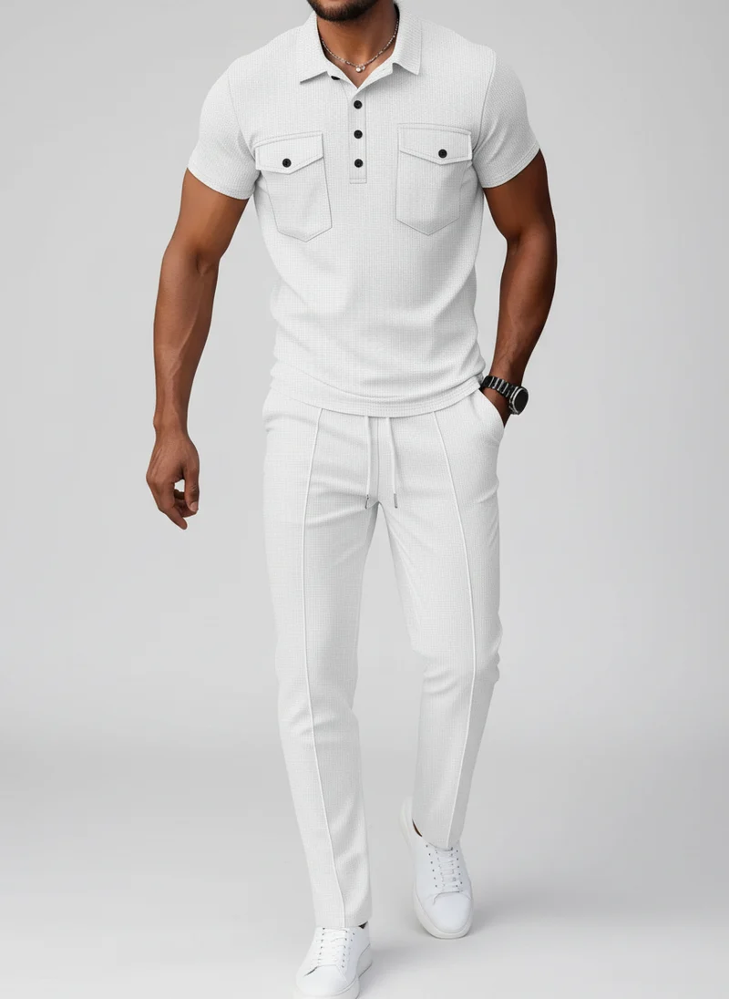 Ensemble polo texturé poches pantalon