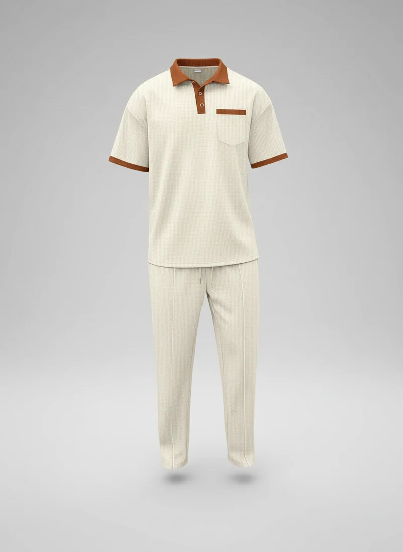 Ensemble polo col contrasté coupe ajustée
