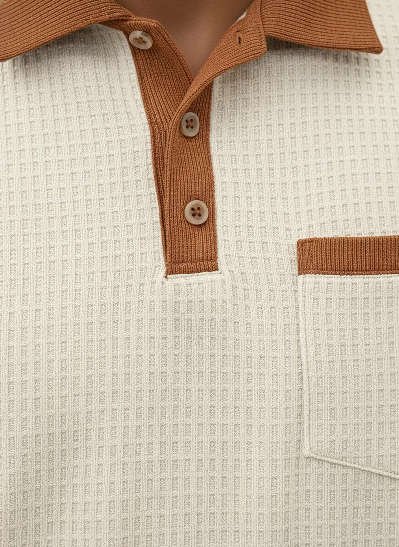 Ensemble polo col contrasté coupe ajustée