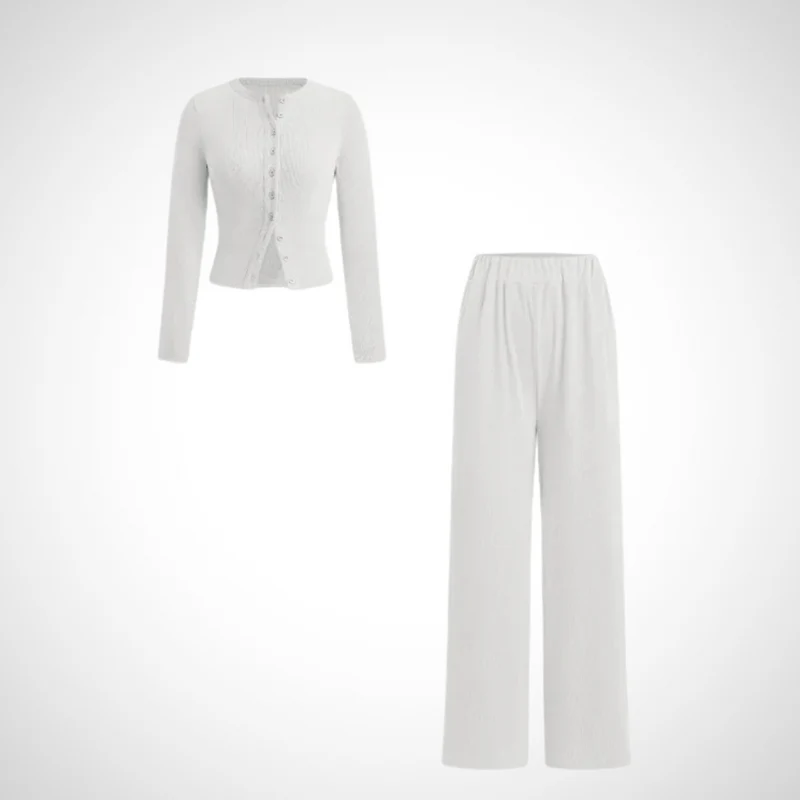Ensemble t-shirt à boutons et pantalon confort
